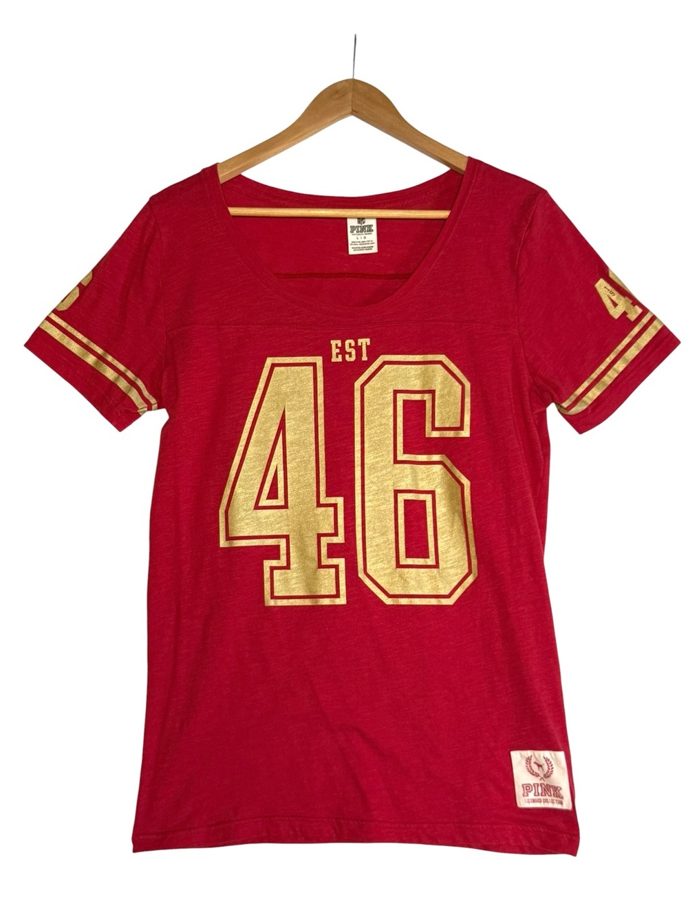 VICTORIA'S SECRET PINK RED SAN FRANCISCO 49ERS FAITHFUL T-SHIRT LARGE